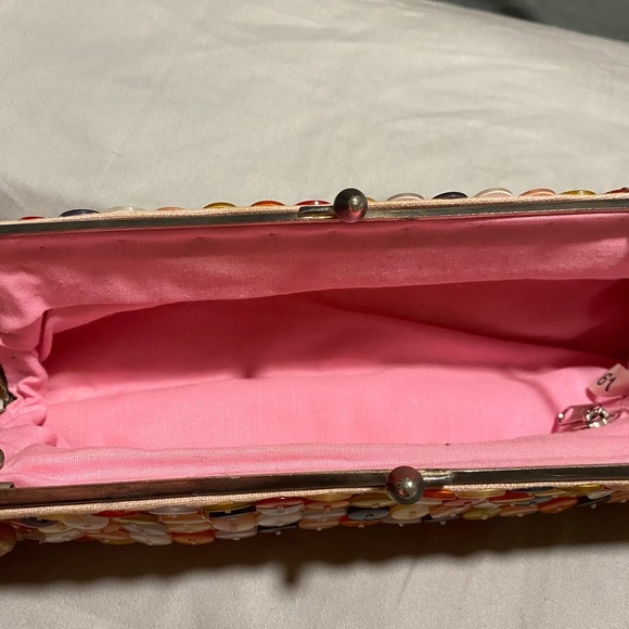 Satin button detail evening bag vintage - Picture 3 of 4